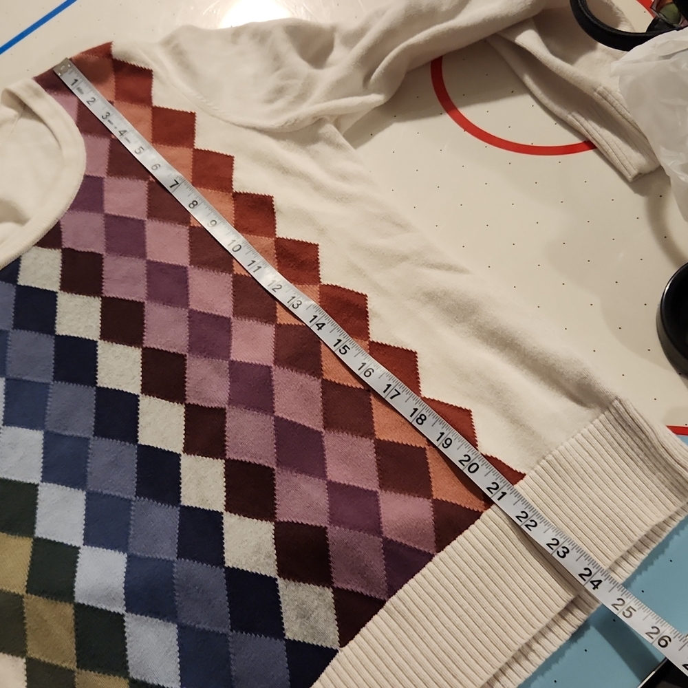 Vintage 90s Liz Claiborne Cotton Argyle Academia Sweater Size L⚘️HP⚘️ - Picture 8 of 8